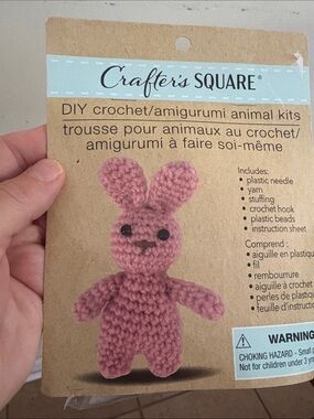 Crafter's Square Pink Crochet Amigurumi Bunny DIY Kit